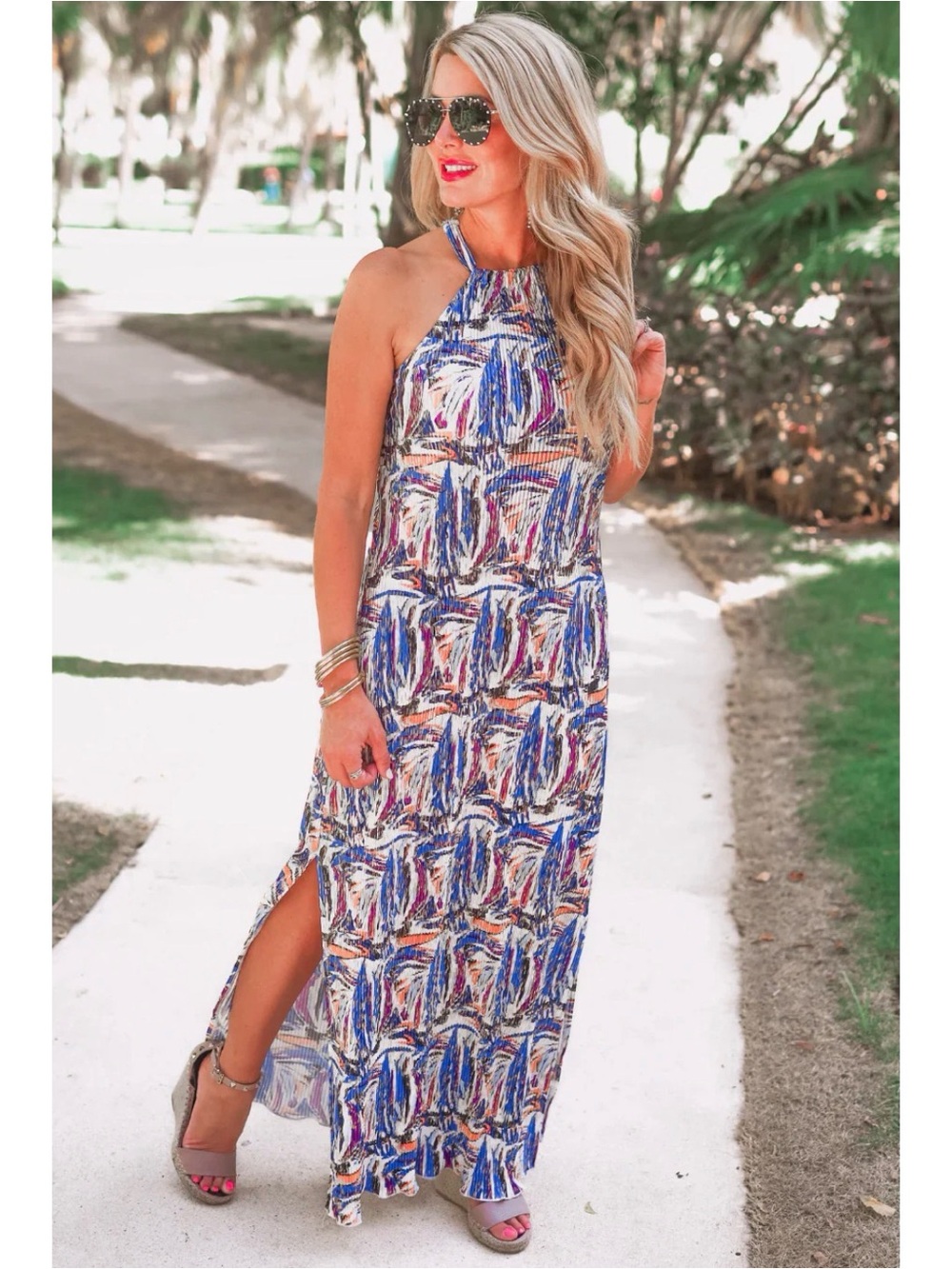 Jess Lea Millionaire Metallic Halter Maxi Dress